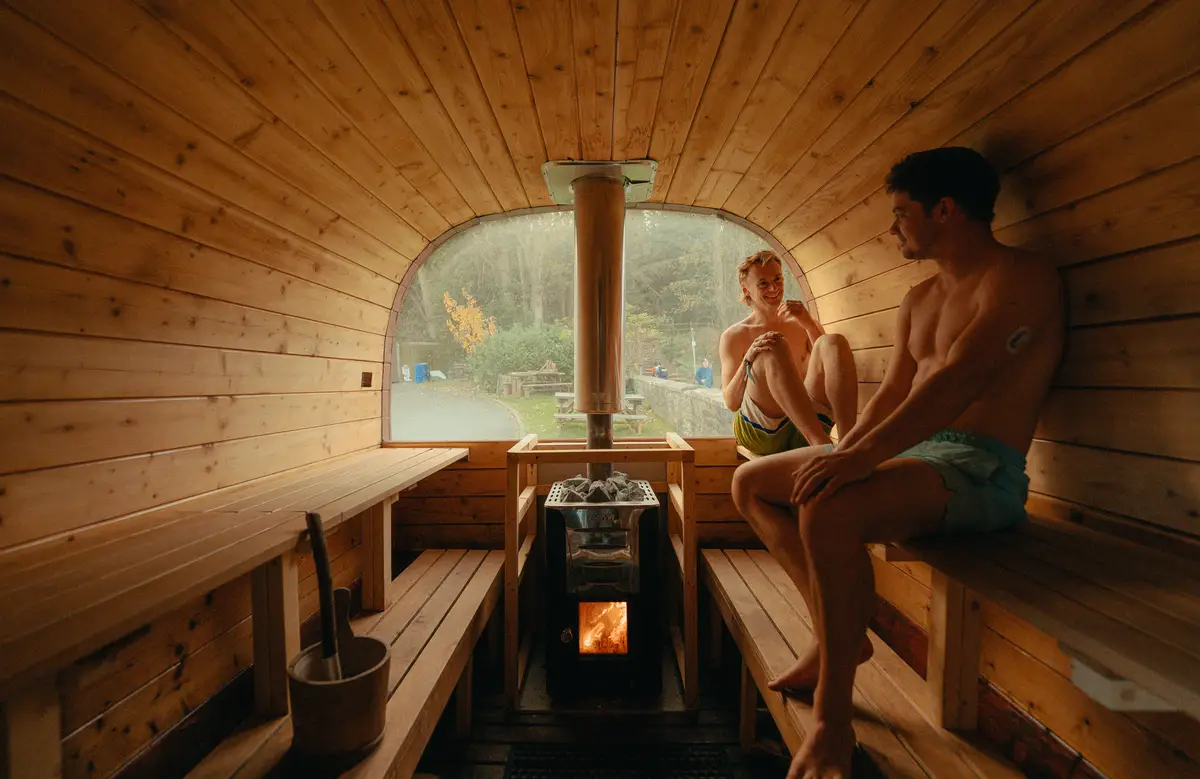 Inside the Barrel Sauna