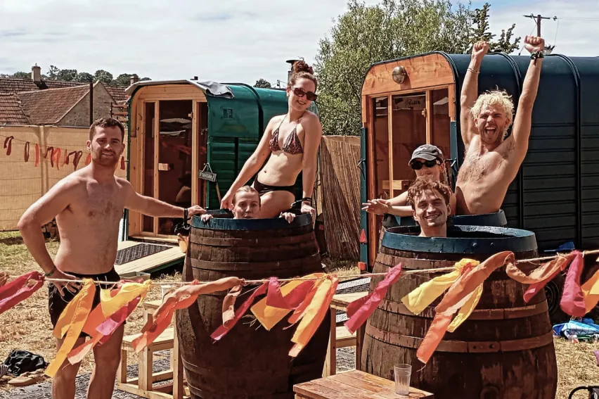 Inside the Barrel Sauna